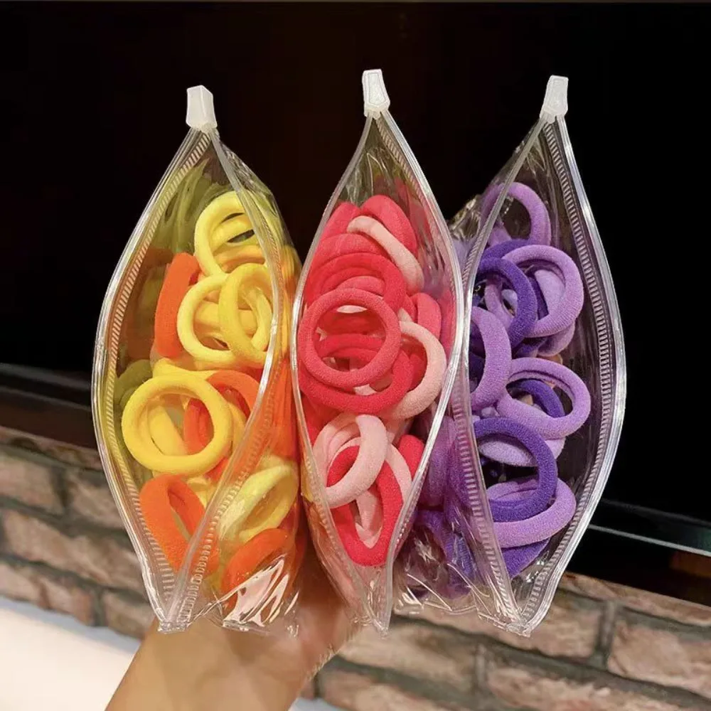 50 Stück/Set Modische Bonbonfarbene Haargummis Elastische Scrunchies Handtuchringe Gummibänder für Mädchen und Frauen – Detail 3