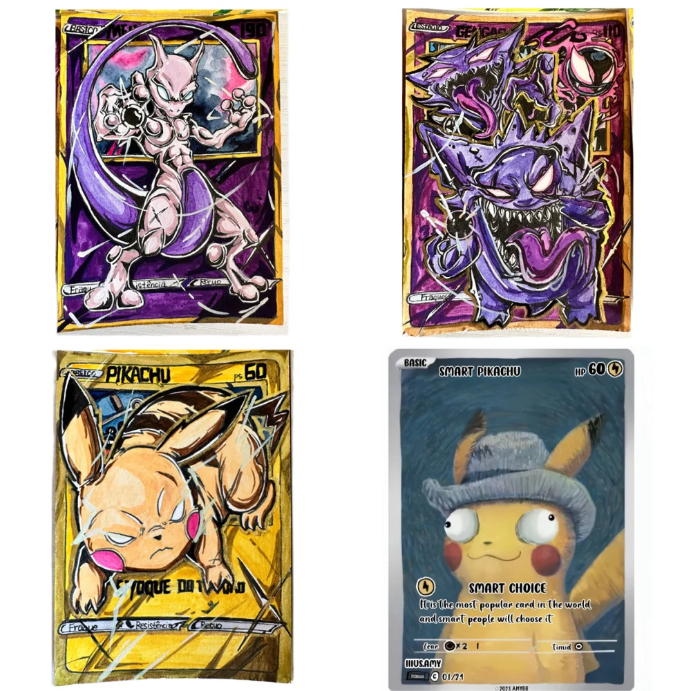 

Коллекция карт Pokemon Gengar Pikachu Mewtwo, Подарочная игрушка, забавный рисунок, версия аниме, игровые персонажи, мужские аксессуары