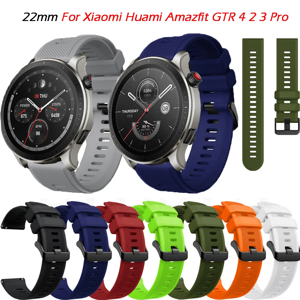 

22mm Official Watch Band For Huami Amazfit GTR4 3 2 2e 47mm Straps Silicone Smartwatch Replacement Bracelet Correa Accessories