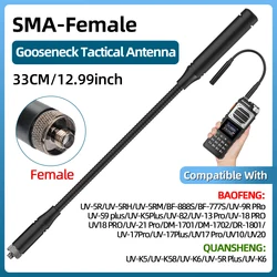 ABBREE CS Tactical Foldable Dual Band VHF UHF Antenna, SMA-Female (UV 25 Gooseneck)