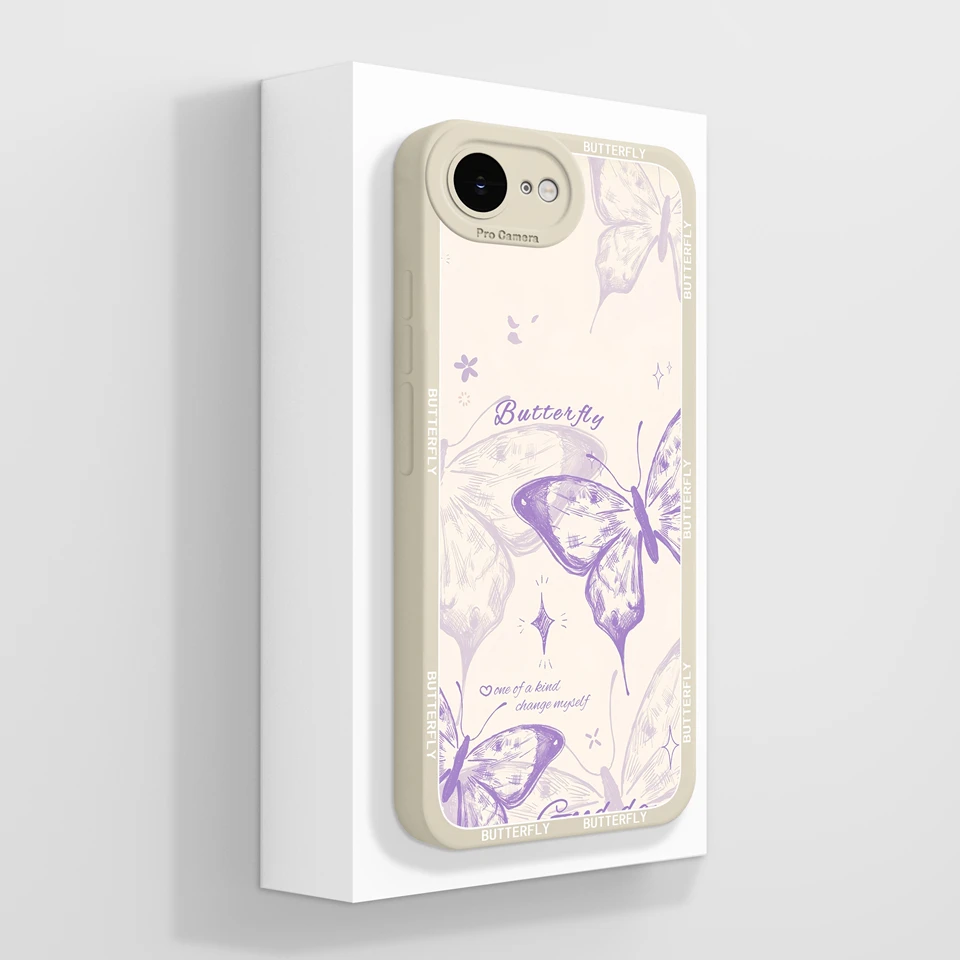 Elegant Floral Butterfly Design Soft Liquid Silicone Non-Slip Back Cover