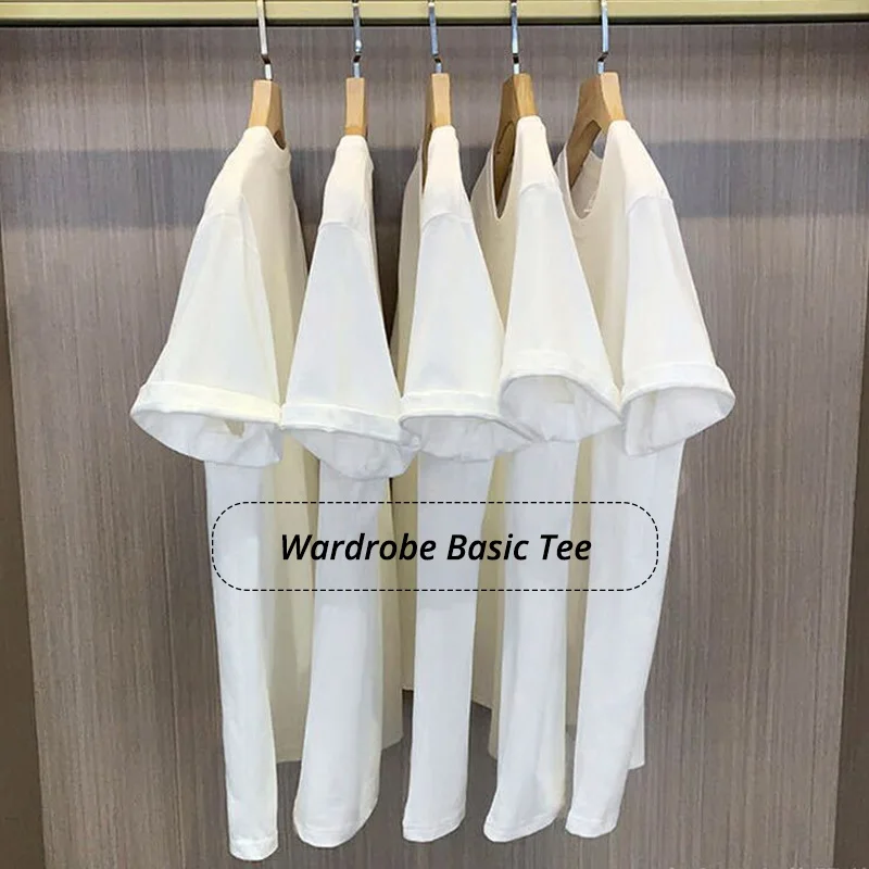 Summer Basic T Shirt Men,Heavyweight Pure Cotton Tops,Short Sleeve Crew Neck Tees,Harajuku Plain Clothing