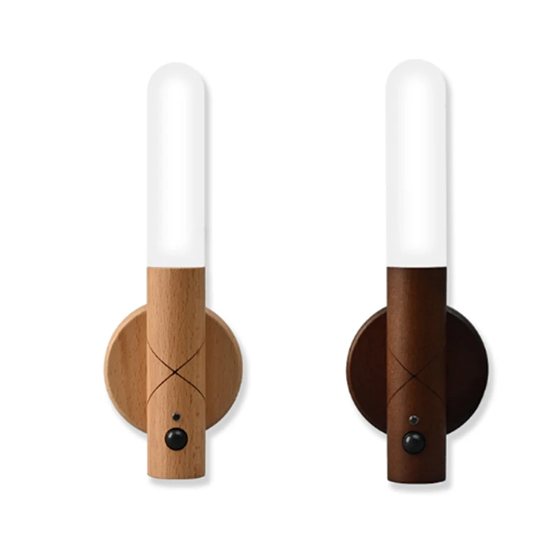 

LED Circular Wooden Stick Magnetic Handheld Night Light USB Wireless Wall Light Home Bedroom Decoration