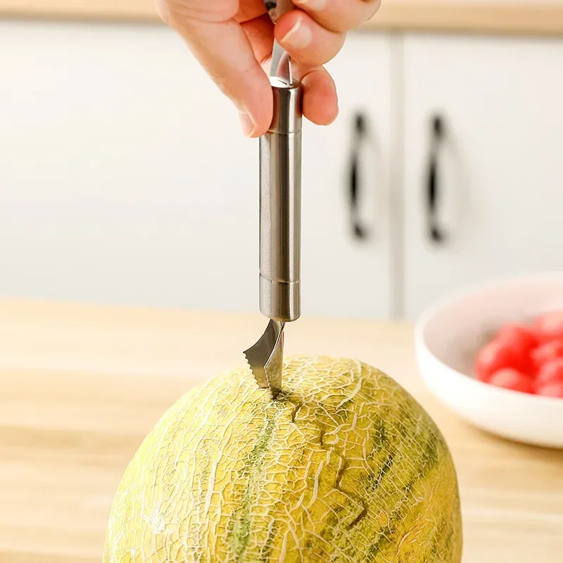 2Pcs Stainless Steel Fruit Spoon Digging Watermelon Ball Spoon Fruit Carving Knife Ice Cream Baller Scoop Stacks Spoon Kitchen