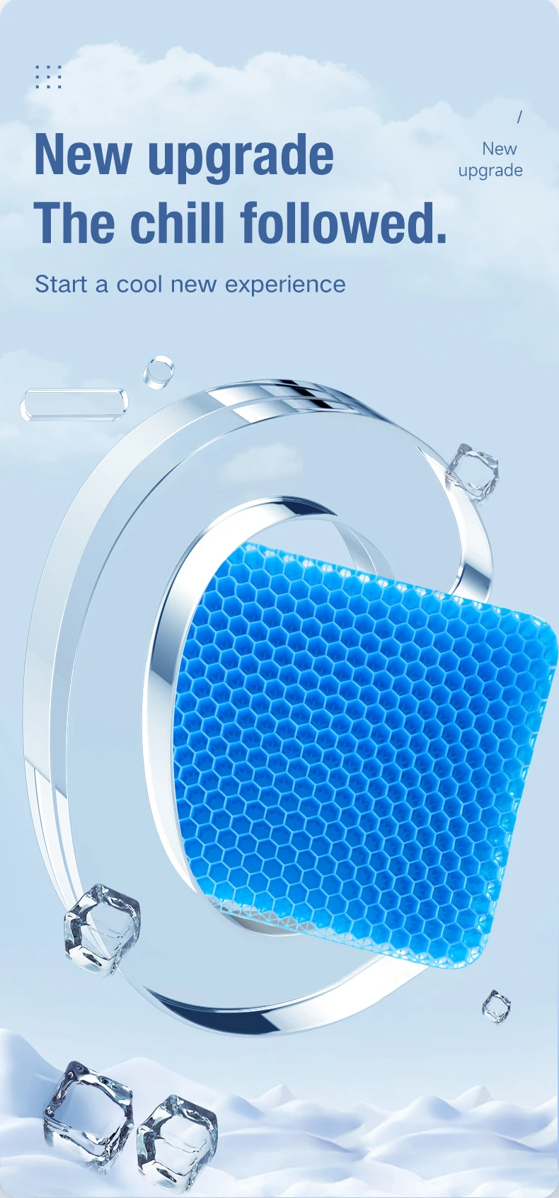 Gel-Sitzkissen, Sommer, atmungsaktiv, Wabendesign zur Druckentlastung, Rücken- und Steißbeinschmerzen für Zuhause, Büro, Rollstuhl, Stuhl, Autos – Detail 2
