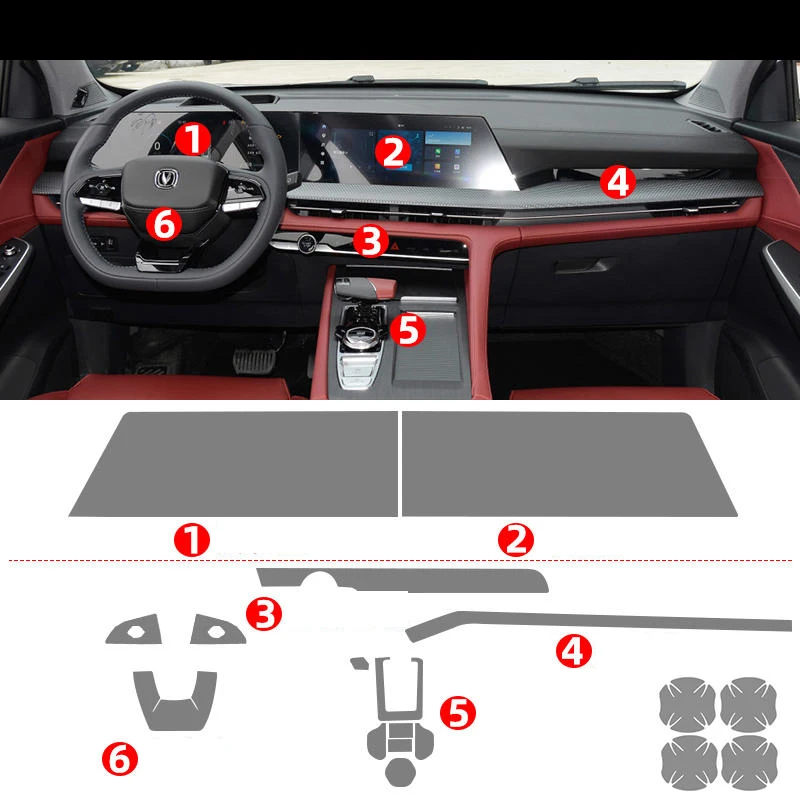 

For Changan CS75 2019-2023 TPU Transparent Protective Film Car Interior Sticker Gear Navigator Screen AC Panel Car Accessories