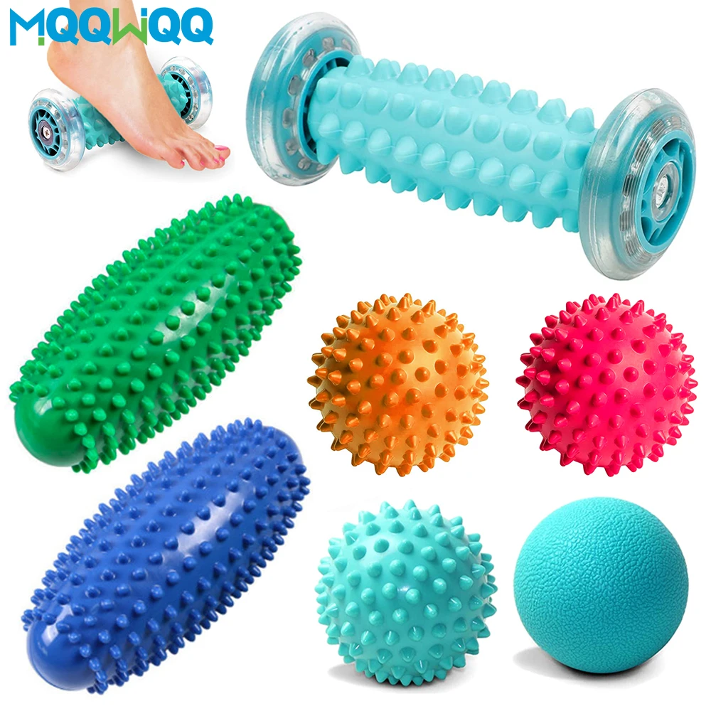 

Foot Massage Rollers & Massage Ball Set with Spiky Ball, Lacrosse Ball for Plantar Fasciitis Pain Relief, Yoga Sports Fitness