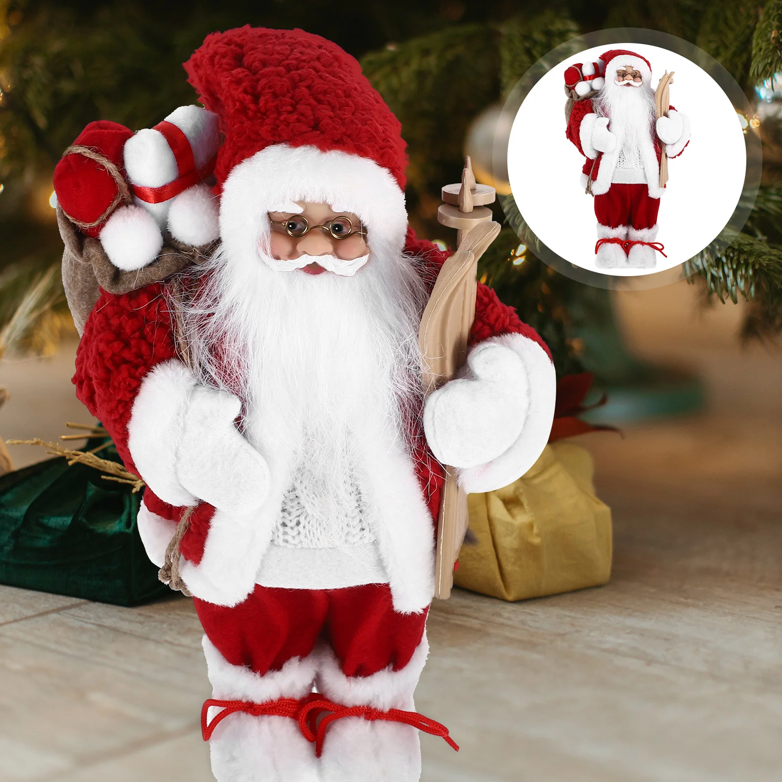 

Santa Claus Vinyl Christmas Toy (Red) Figurines Decorative Ornament Baby Plastic Xmas Party Office Ornaments