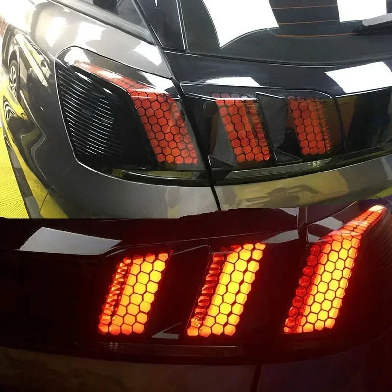 Auto Achterlicht Honingraat Auto Sticker Modieuze Achterlicht Zwart Mistlicht Rookfolie Sticker Voor Ford Mustang