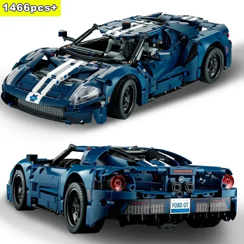 2023 테크니컬 MOC 42154 포드 GT 머슬 럭셔리카 로고 빌딩 블록 모델, 레이싱 차량 조립 벽돌 장난감, 어린이 성인 선물