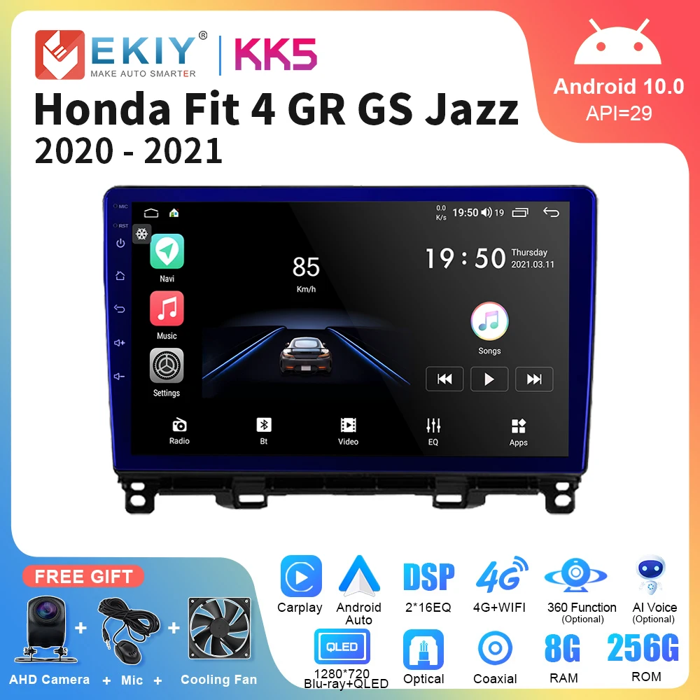 

EKIY KK5 Car Radio Android For Honda Fit 4 GR GS Jazz 2020-2021 Multimedia Player Navigation GPS Carplay Android Auto Stereo 4G