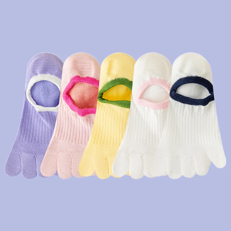 

5/10 Pairs Women's Boat Socks Summer Thin Cotton Socks Breathable Sweat-absorbent Split-toe Shallow Invisible Women's Socks