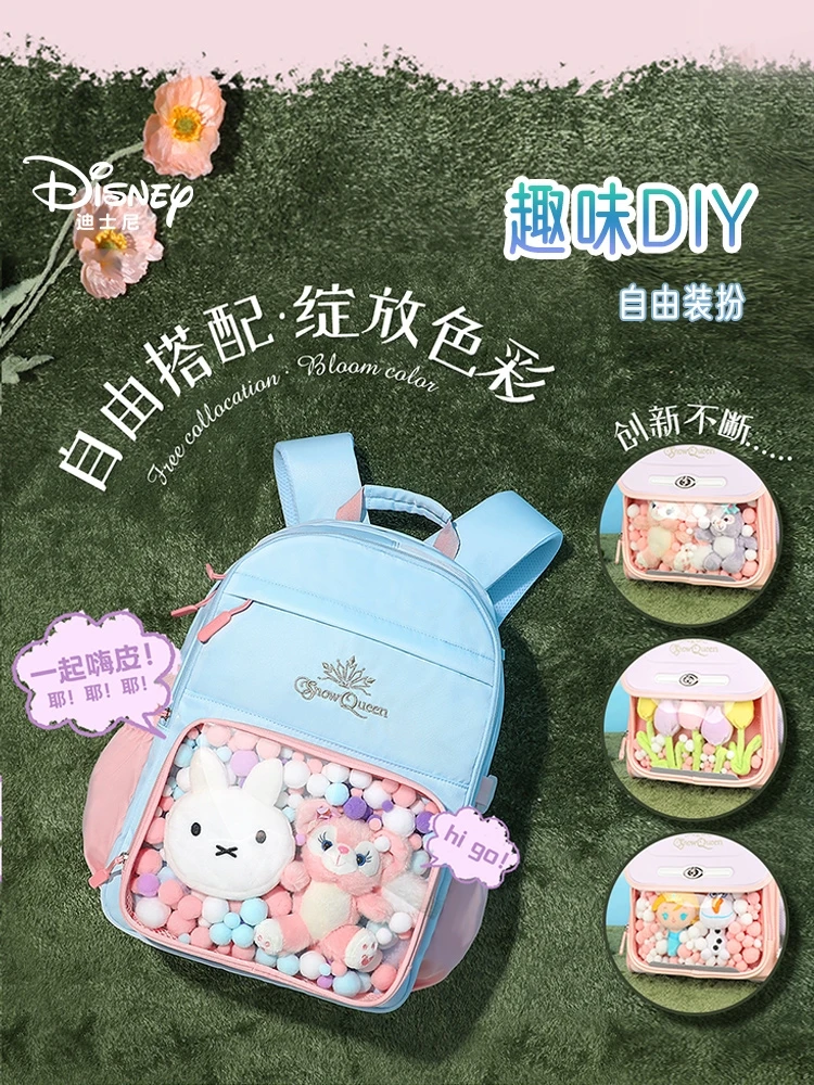 Disney Frozen Leisure School Bags For Girls Primary Middle Student Shoulder Orthopedic Backpack Grade 2-6 Large Capacity Mochila