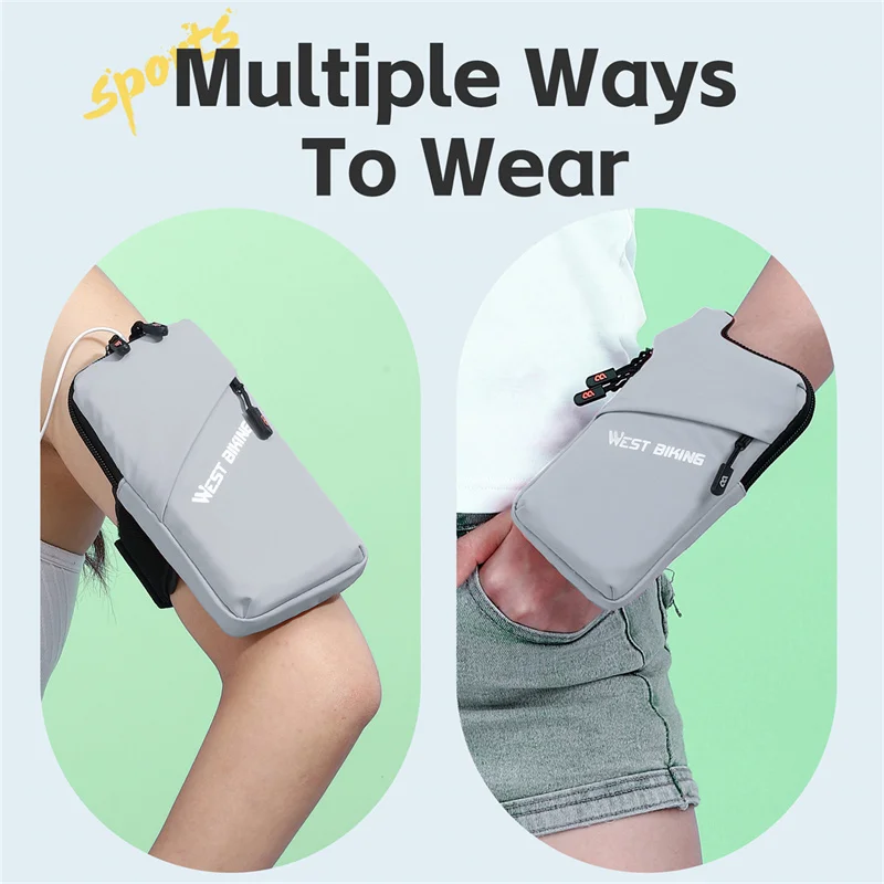 WEST BIKING Running Phone Arm Bag Waterproof Sports Armband 7.0" Phone Pouch for Jogging Fitness Cycling Universal Accessories