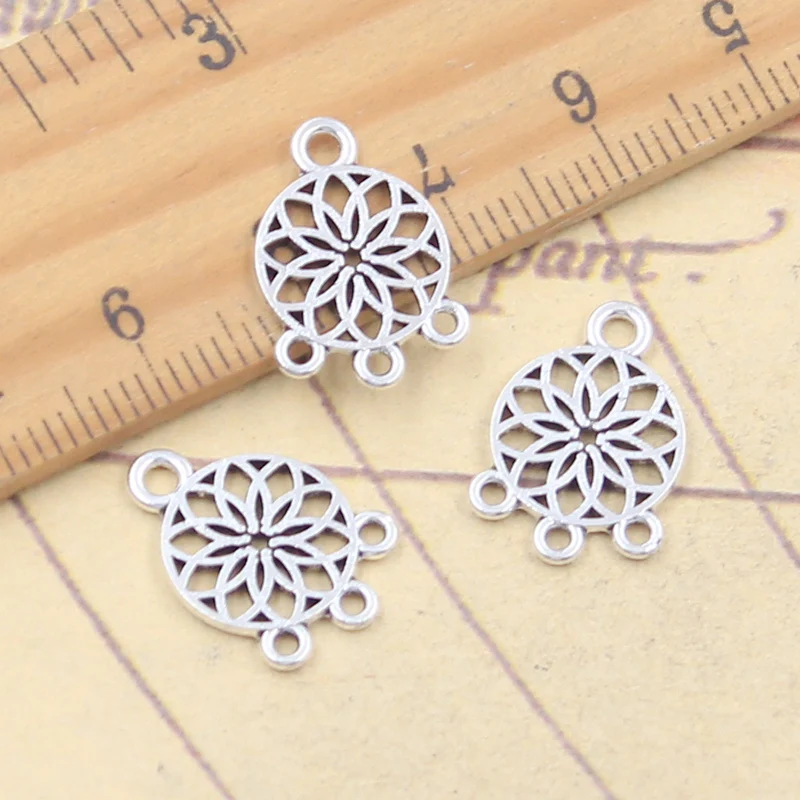 30 Stück Charms Native Dream Catcher Kronleuchter Stecker 17x12mm Antik Silber Farbe Anhänger Herstellung DIY handgemachte tibetische Finden