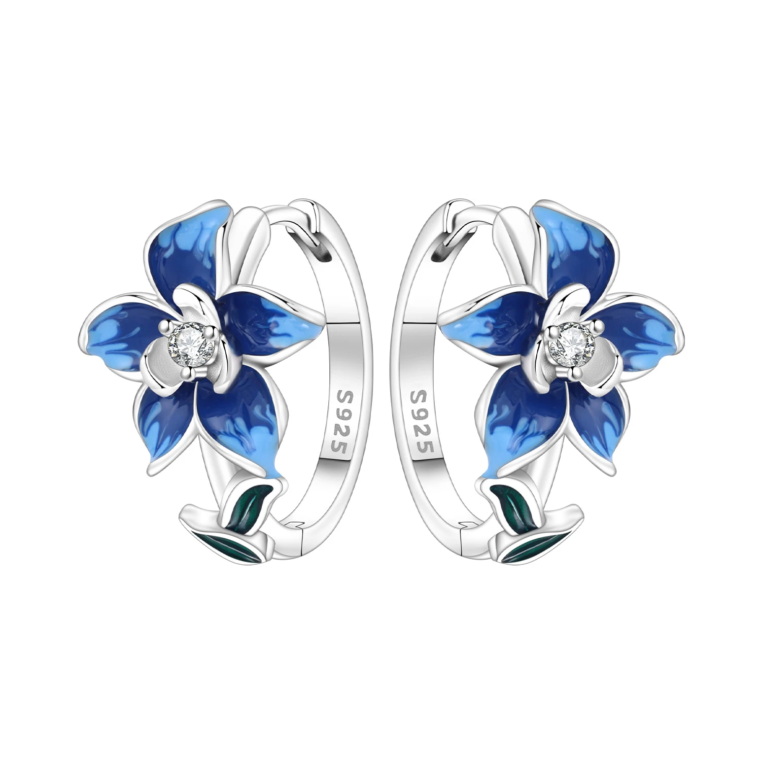 Heißer Verkauf 2026 Original 925 Sterling Silber Türkis Zirkon Blaue Blumen Ohrringe Schmuck Creolen Damen Party Trendige Geschenke – Detail 1