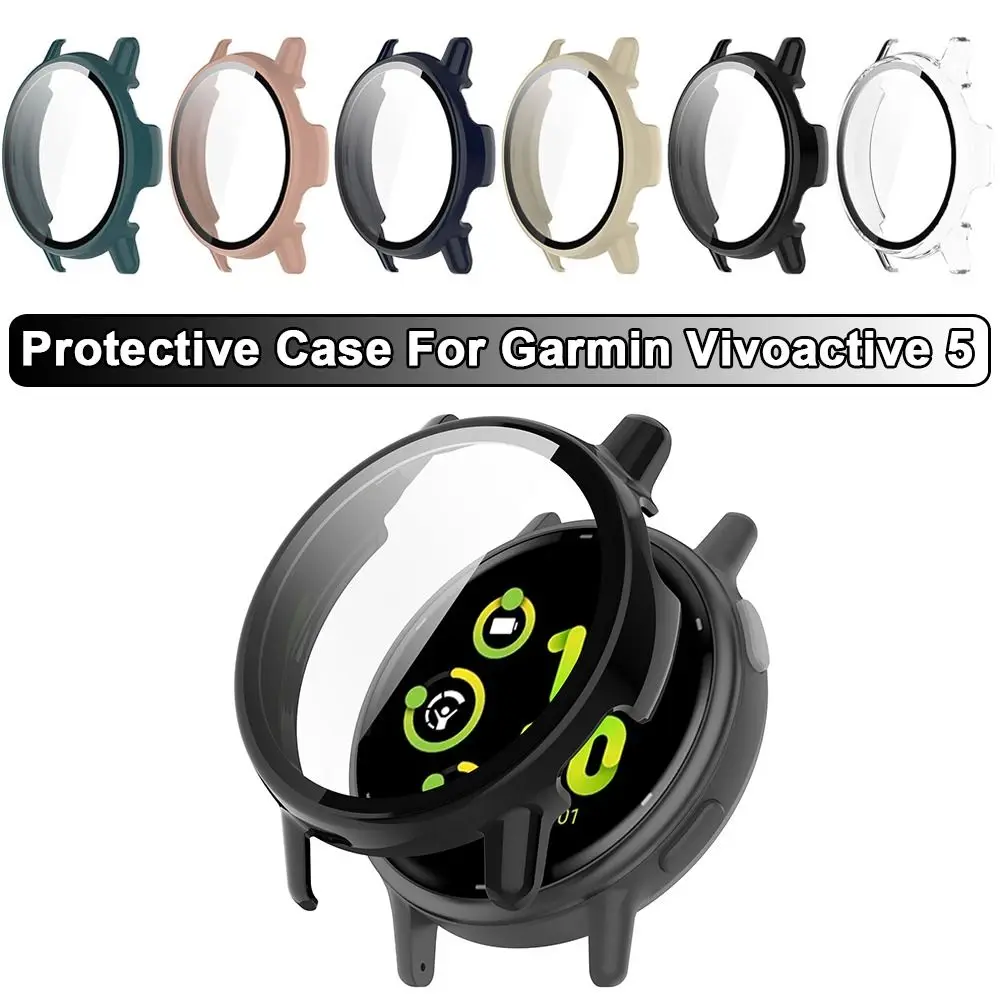 Watch Screen Protector Case Watch Protective Case Watch Cover Watch Protective Cover For Garmin Vivoactive 5 Casing Screen Protector shell PC Full Cover Tempered Film Hard Case