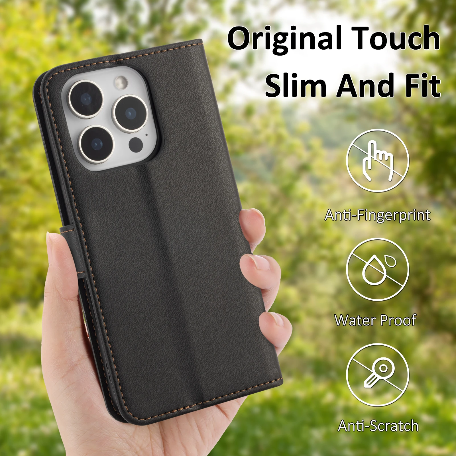 Elegant Faux Leather Flip Wallet Phone Case with Card Slot – Simple & Stylish Protective Cover