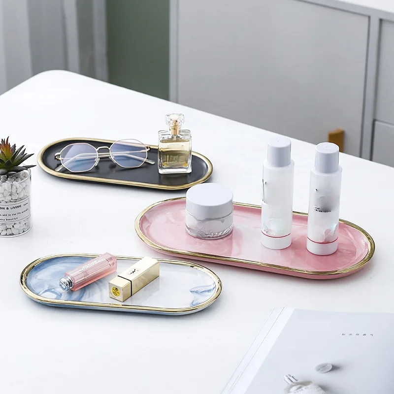 Marble Ceramic Jewelry Tray Oval Phnom Penh Aromatherapy Storage Bathroom Toilet