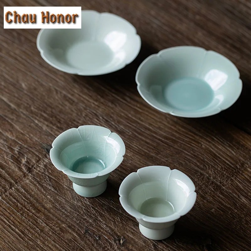 40ML Hutian Kiln Green Glaze Master Cup Tea Cup Antique Imitation Song Ceramic Kungfu Teaware Set Small Teacup Dish Tea Ceremony