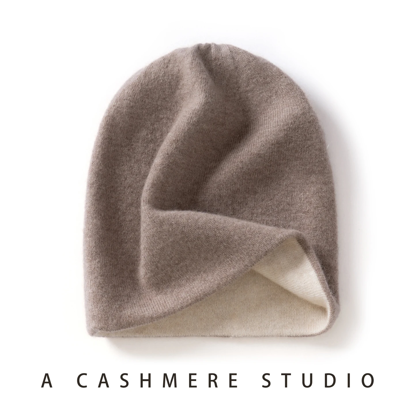 100 % hochwertige Kaschmir-Mützen, Unisex, Winter, lässig, gestrickt, nahtlos, doppelstöckig, warm halten, Mütze für Damen/Herren, solide Kaschmirkappe