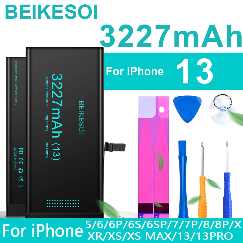 

BEIKESOI Lithium Battery for iPhone X XR XS 11 12 13 Mini Pro Max High Capacity Replacement Battery Free Repair Tool Kit