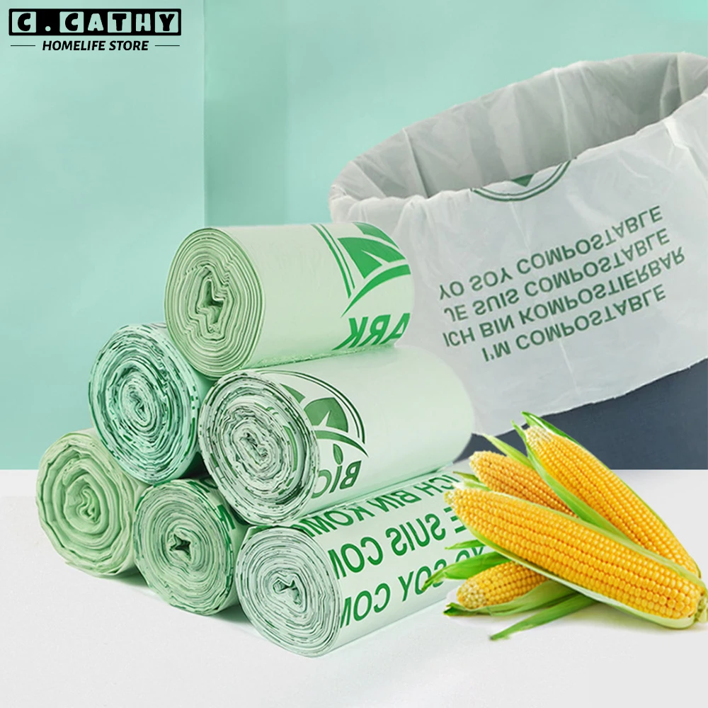 50/100pcs Biodegradable Garbage Bag Corn Starch Compostable Recycling Pet Poop Kitchen Household Degradable Trash Bag