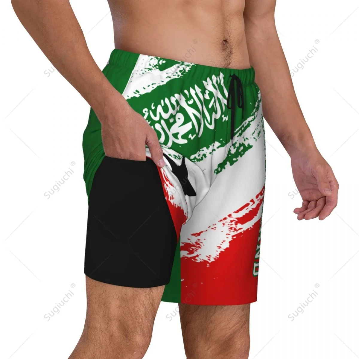 Somaliland Flag 3D Mens Swimming Beach Surfing Pants Swim Shorts Trunks Compression Liner 2 in 1 Quick-Dry