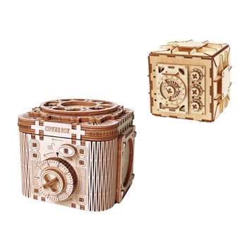 Wooden Jewelry Box Mechanical Puzzle 3d Assemble Building Construction Blocks Models Surprise Marriy Ring Necklace Password Gift