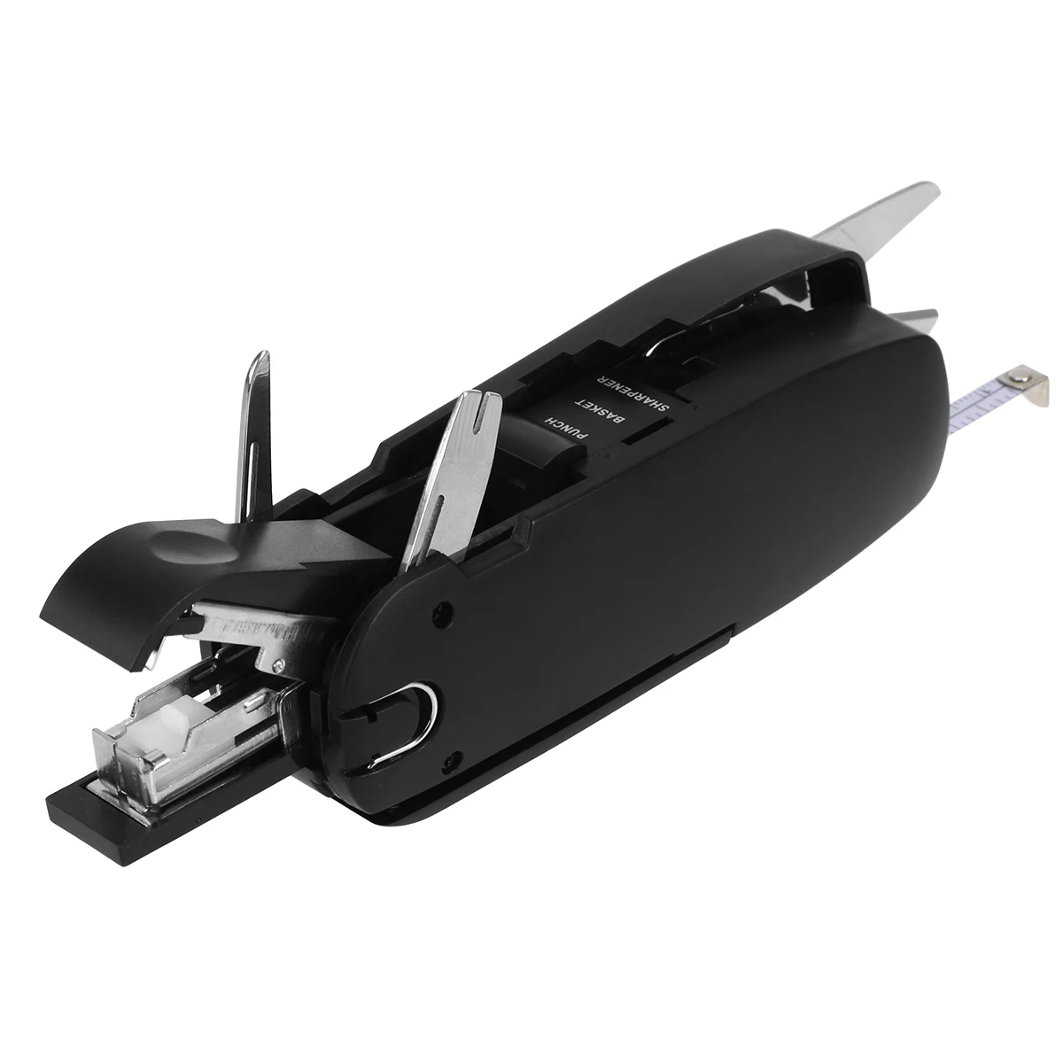 다기능 사무용품 도구 키트 휴대용 접이식 포켓 크기 스크루 드라이버 가위 샤프너 눈금자 스테이플러 커터