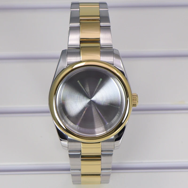 Gold Silvery Luxury Watch Case with Sapphire Accents