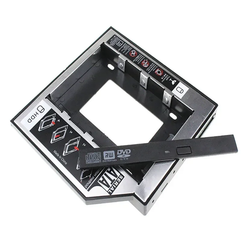 Aluminum 12.7mm Laptop SATA Optical Drive Tray Hard Drive Bay for 2.5" 1TB SSD HDD Chassis Enclosure + LED SSD Bracket