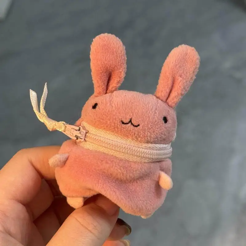 Mini Rosa Flauschiger Hasen-Münzbeutel Schlüsselanhänger Taschenanhänger Niedliche Cartoon-Kopfhörerhülle Aufbewahrungstasche Geschenk Kreative Festival-Artikel