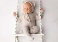 Newborn Photography Props Baby Swing Chair Wooden Babies Furniture Infants Photo Shooting Prop Accessories 5