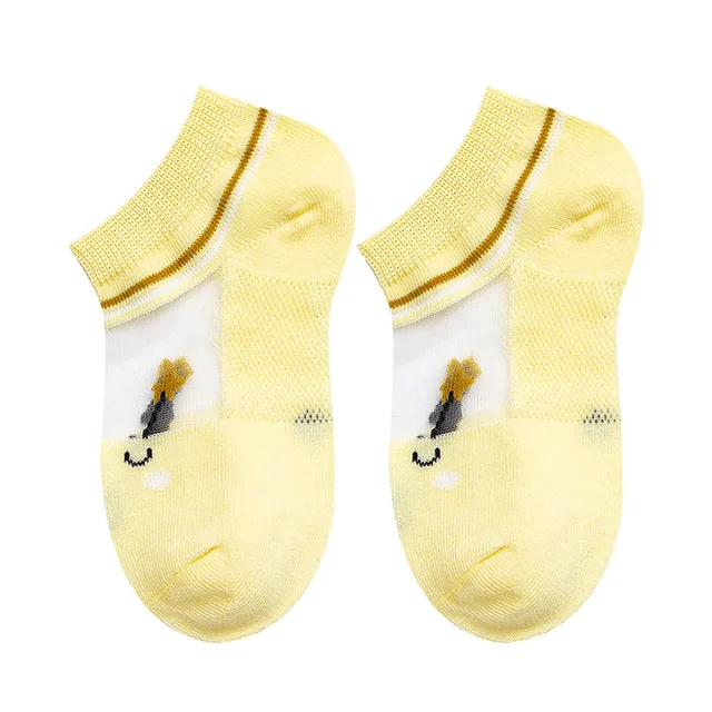 5 Pairs Girls Socks Cartoon Animal Mmesh Breathable Children Kids Socks For Summer 5