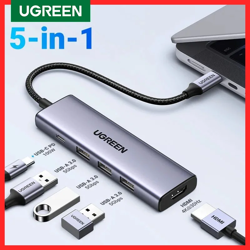 

USB-концентратор UGREEN Type-C на HDMI, 4K, 30 Гц, PD100W