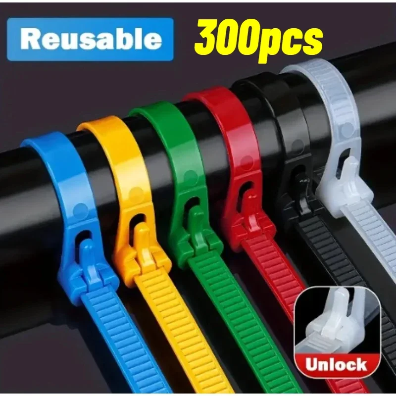 Reusable Cable Ties Cable Lock Loop Nylon Ties Self-locking Cables Ties Organizer Binder Lock Strap Zip Tie Binder Wholesale