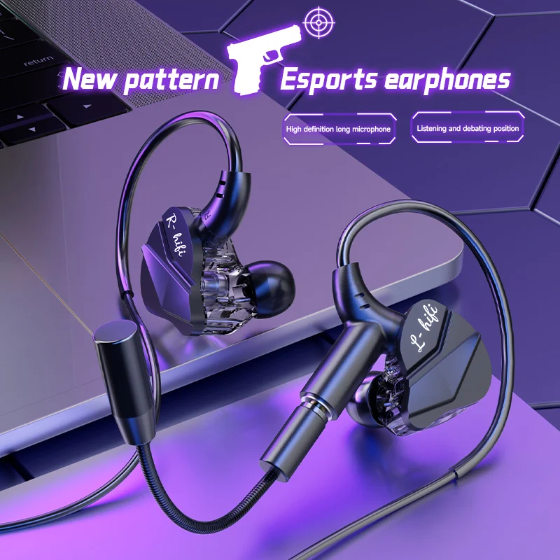 Cuffie da gioco per giocatori con microfono HD Cuffie intrauricolari da 3,5 mm e TypeC Auricolari cablati Cuffie stereo HiFi per iPhone Samsung - Image 4