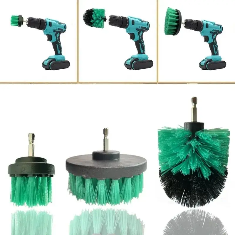 Cleaning Brush Kit 3pcs Drill Brush Attachment Set Power Scrubber Brush With Drill Scrub For Cleaning Showers Tubs Bathroom Tile Grout Carpet