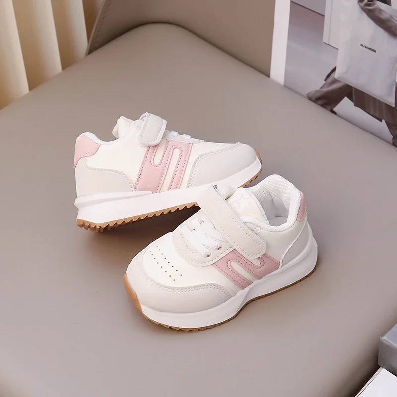 Four Seasons Children's Sneakers Brown Leather Fashion Lightweight Boys Girls Board Shoes 2-6 Years Old Kid Baby Casual Shoes 2