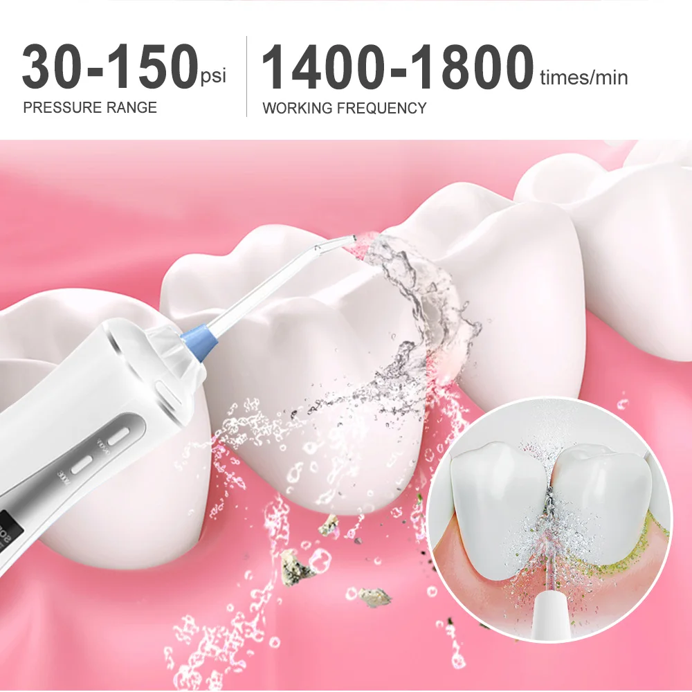 OLED Screen Inductive 5 Mode Rechargeable Water Floss For False Dental Teeth Cleaner Jet Electric Oral Irrigator 350ml Tank