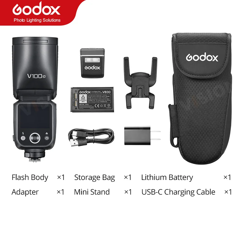 Yeni Godox V100 Yuvarlak Kafa kamera flaşı Kablosuz İletim Speedlite Flaş Canon Nikon Sony Fuji Olympus için