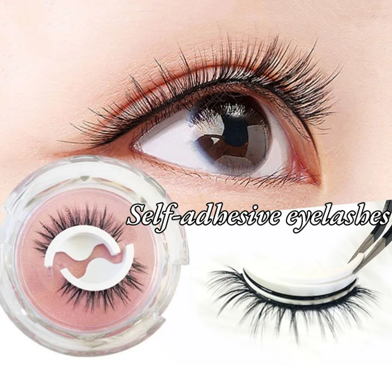 

2 Pairs Self-adhesive Eyelashes 3D Mink Natural False Eyelashes Reusable Eyelashes With Lashes Tape Daily Eye Makeup Supplies