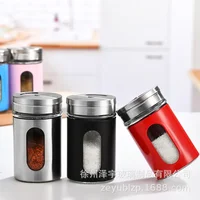 Glass Jars for Spices Bbq Spice Organizer Stainless Steel Kitchen Supplies Barbecue Seasoning Bottle Sugar Salt Pepper Shaker 1