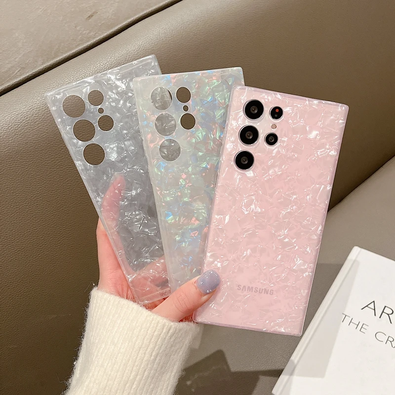 Glitter Luxury Shell Pattern Phone Case For Samsung Galaxy S20 S21 PLUS S22 ULTRA S23 Note10plus Note20U Soft IMD Silicone Cover_voghion.com