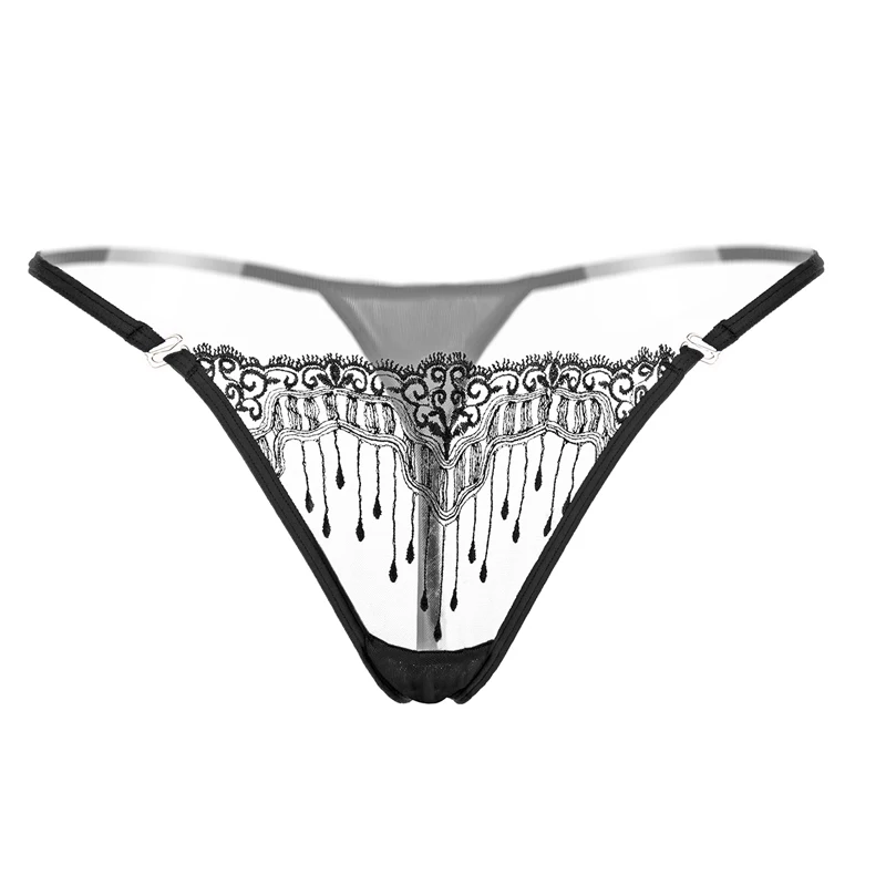 Sexy Lace Floral Thong Ladies Panties Mesh Yarn Perspective Briefs Women Underwear T Pants Lingerie Embroidered G-String Thongs