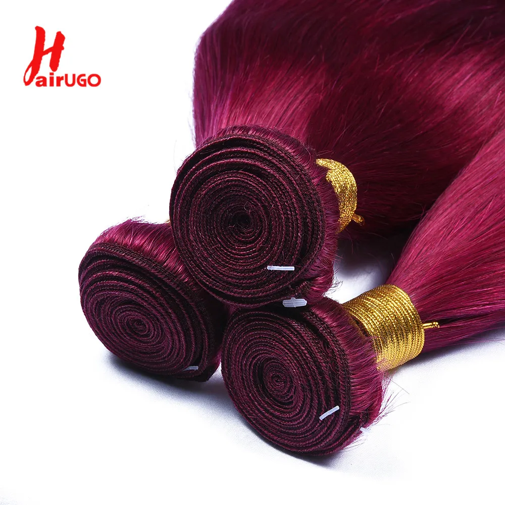 Burgundy Straight Human Hair Bundles Red Silk Straight Bundles BURG Human Hair Weave Brazilian Hair Weft Extensions 100g/Bundle