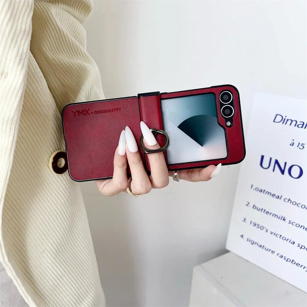 Luxury Leather Phone Case with Ring Holder Stand and 3-in-1 Protection