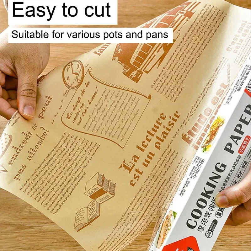 Oil-absorbing Paper Roll for Baking Or Meal Mat With Slide Cutter Easy to Cut &Nonstick 8M Cooking Paper for Bread Kitchen Tool
