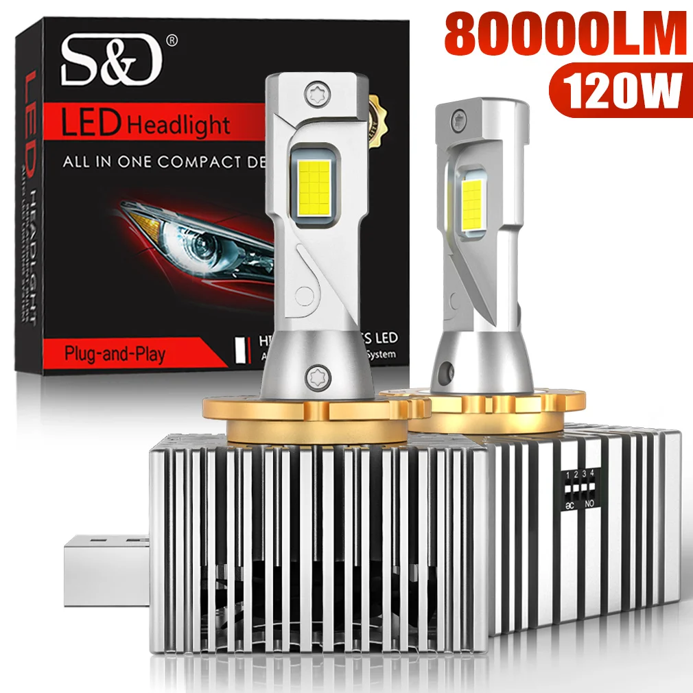 

80000LM D3S LED Headlights Canbus D1S D2S D4S D5S D8S D1R D2R D3R D4R D5R D8R 120W Turbo LED 5070 CSP Chip 6000K White 12V 24V